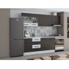 Bucatarie Alfa 240, Corp hota, Cu vitrina, Wenge/Alb, Blat termic alb
