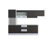 Bucatarie Alfa 300, corp hota si soldat, cu vitrina, wenge/alb, blat termic alb