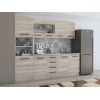 Bucatarie Alfa 240, Soldat, Cu vitrina, Sonoma, Blat termic travertin
