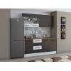 Bucatarie Alfa 180, Cu vitrina, Wenge/Alb, Blat termic nuc