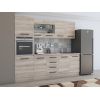 Bucatarie Alfa 240, Soldat, Cu vitrina, Sonoma, Blat termic travertin