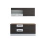Bucatarie Alfa 180, Cu vitrina, Wenge/Alb, Blat termic nuc