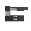 Bucatarie Alfa 300, corp hota si soldat, cu vitrina, wenge/alb, blat termic nuc