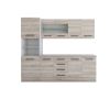 Bucatarie Alfa 240, Soldat, Cu vitrina, Sonoma, Blat termic travertin