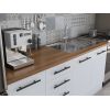 Bucatarie Alfa 240, Corp hota, Cu vitrina, Alb, Blat termic nuc