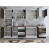 Bucatarie Alfa 300, corp hota si soldat, cu vitrina, wenge/alb, blat termic nuc