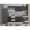 Bucatarie Alfa 240, Corp hota, Cu vitrina, Wenge/Alb, Blat termic travertin