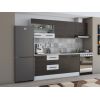 Bucatarie Alfa 240, Corp hota, Cu vitrina, Wenge/Alb, Blat termic travertin