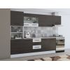 Bucatarie Alfa 300, corp hota si soldat, cu vitrina, wenge/alb, blat termic travertin