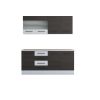 Bucatarie Alfa 180, Cu vitrina, Wenge/Alb, Blat termic travertin