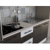 Bucatarie Alfa 180, Cu vitrina, Wenge/Alb, Blat termic travertin
