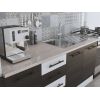 Bucatarie Alfa 300, corp hota si soldat, cu vitrina, wenge/alb, blat termic travertin
