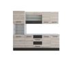Bucatarie Alfa 240, Soldat, Cu vitrina, Sonoma/Wenge, Blat termic alb