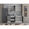 Bucatarie Alfa 180, Cu vitrina, Wenge/Alb, Blat termic travertin