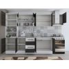 Bucatarie Alfa 300, corp hota si soldat, cu vitrina, wenge/alb, blat termic travertin