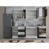 Bucatarie Alfa 240, Corp hota, Cu vitrina, Wenge/Alb, Blat termic travertin
