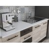 Bucatarie Alfa 240, Soldat, Cu vitrina, Sonoma/Wenge, Blat termic alb