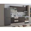 Bucatarie Alfa 240, Corp hota, Cu vitrina, Wenge/Sonoma, Blat termic alb