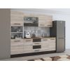 Bucatarie Alfa 240, Soldat, Cu vitrina, Sonoma/Wenge, Blat termic nuc