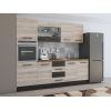 Bucatarie Alfa 240, Soldat, Cu vitrina, Sonoma/Wenge, Blat termic nuc