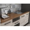 Bucatarie Alfa 240, Soldat, Cu vitrina, Sonoma/Wenge, Blat termic nuc