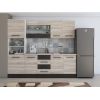 Bucatarie Alfa 240, Soldat, Cu vitrina, Sonoma/Wenge, Blat termic travertin