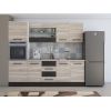 Bucatarie Alfa 240, Soldat, Cu vitrina, Sonoma/Wenge, Blat termic travertin