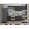 Bucatarie Alfa 240, Corp hota, Cu vitrina, Wenge/Sonoma, Blat termic travertin