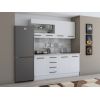 Bucatarie Alfa 180, Cu vitrina, Alb, Blat termic travertin