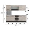 Bucatarie Alfa 240, Soldat, Cu vitrina, Sonoma/Wenge, Blat termic travertin