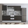Bucatarie Alfa 240, Soldat, Cu vitrina, Wenge/Alb, Blat termic alb