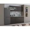 Bucatarie Alfa 180, Cu vitrina, Wenge, Blat termic alb