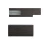 Bucatarie Alfa 240, Corp hota, Cu vitrina, Wenge, Blat termic alb