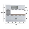 Bucatarie Alfa 240, Soldat, Cu vitrina, Alb, Blat termic nuc
