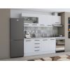 Bucatarie Alfa 240, Corp hota, Cu vitrina, Alb, Blat termic travertin