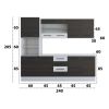 Bucatarie Alfa 240, Soldat, Cu vitrina, Wenge/Alb, Blat termic alb