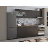Bucatarie alfa 240, corp hota, cu vitrina, wenge, blat termic nuc