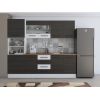 Bucatarie Alfa 240, Soldat, Cu vitrina, Wenge/Alb, Blat termic nuc