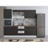 Bucatarie Alfa 240, Soldat, Cu vitrina, Wenge/Alb, Blat termic nuc