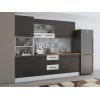 Bucatarie Alfa 240, Soldat, Cu vitrina, Wenge/Alb, Blat termic nuc