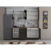 Bucatarie Alfa 180, Cu vitrina, Wenge, Blat termic nuc