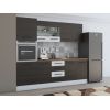 Bucatarie Alfa 240, Soldat, Cu vitrina, Wenge/Alb, Blat termic nuc