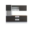 Bucatarie Alfa 240, Soldat, Cu vitrina, Wenge/Alb, Blat termic nuc