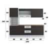 Bucatarie Alfa 240, Soldat, Cu vitrina, Wenge/Alb, Blat termic nuc