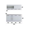 Bucatarie Alfa 180, Cu vitrina, Alb, Blat termic travertin