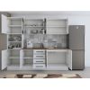 Bucatarie Alfa 240, Soldat, Cu vitrina, Alb, Blat termic nuc