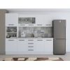 Bucatarie Alfa 240, Soldat, Cu vitrina, Alb, Blat termic travertin
