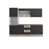 Bucatarie Alfa 240, Soldat, Cu vitrina, Wenge/Alb, Blat termic travertin