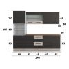 Bucatarie Alfa 240, Soldat, Cu vitrina, Wenge/Alb, Blat termic travertin