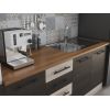 Bucatarie Alfa 240, Soldat, Cu vitrina, Wenge/Alb, Blat termic travertin